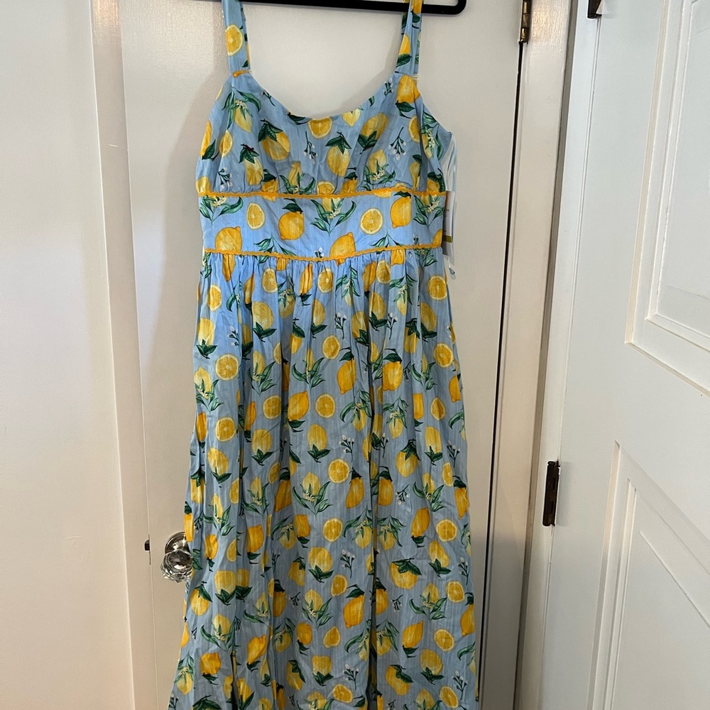 Blue Lemon Print Sundress NWT